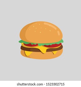 tasty burger cheeseburger in flat vector illustration design