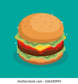 Tasty burger design. Vector illustration 
