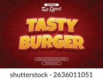 Tasty burger editable text effect with red comic background