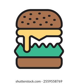 Tasty burger icon, ideal for fast food and delicious designs