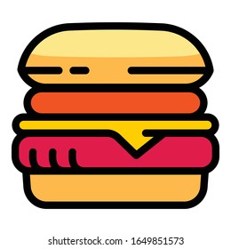 Tasty burger icon. Outline tasty burger vector icon for web design isolated on white background