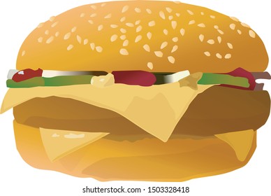 TASTY BURGER ISOLATED IN WHITE BACKGROUND
