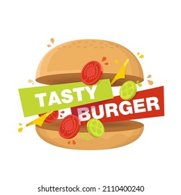 Tasty burger logo. Vector illustration 