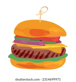 Tasty burger on white background