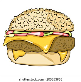 Tasty burger. Sketch