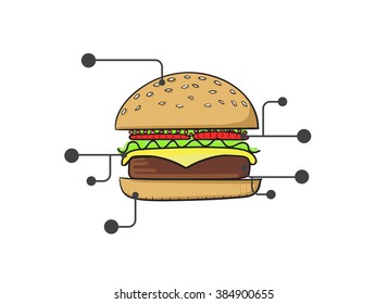 Tasty burger vector illustration