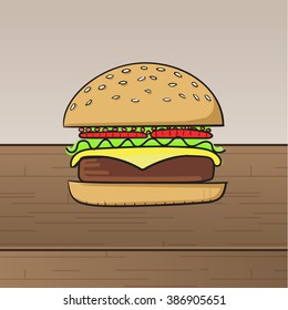 Tasty burger vector illustration