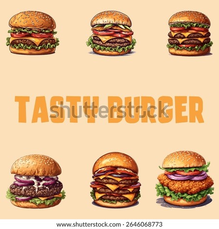 Tasty Burger vector isolated illustration