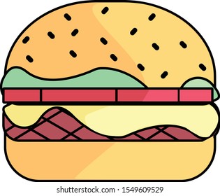 Tasty  Burger vector with stroke