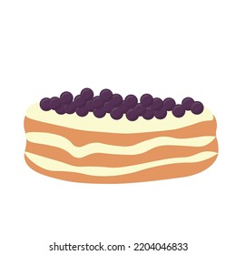 Tasty cake with berries on white background 