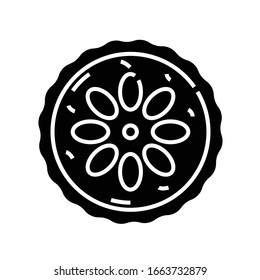 Icono negro de pastel, ilustración conceptual, símbolo plano vectorial, signo de glifo.