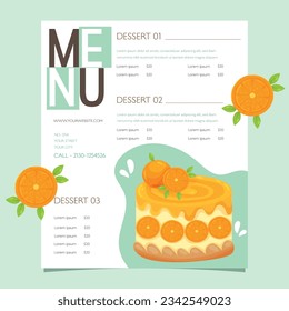 Tasty Cake and dessert cafe menu vector illustration