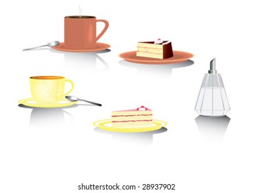 tasty cake and hot drink