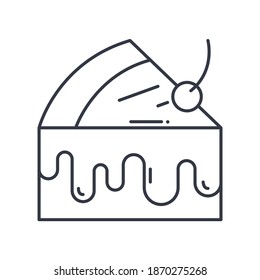 Tasty cake icon, linear isolated illustration, thin line vector, web design sign, outline concept symbol with editable stroke on white background.