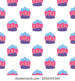Tasty cake ,seamless pattern on white background.