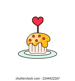 Tasty cake for Valentine's Day on white background