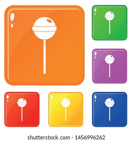 Tasty candy icons set collection vector 6 color isolated on white background