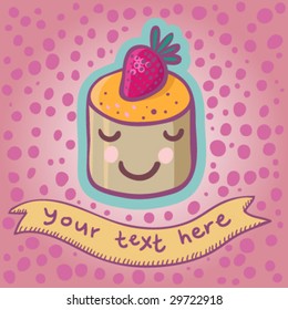 Tasty cartoon cake in vector