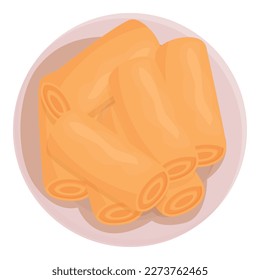 Vector de dibujos animados con iconos de queso sabroso. Rollo de primavera. Menú de restaurante