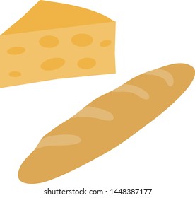tasty cheese and loaf on a white background
