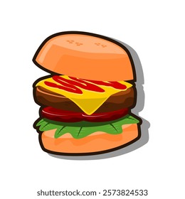 Tasty Cheeseburger Hamburger Vector Illustration Isolated