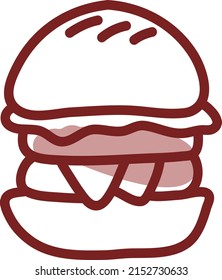 Tasty cheeseburger, illustration, vector on a white background.