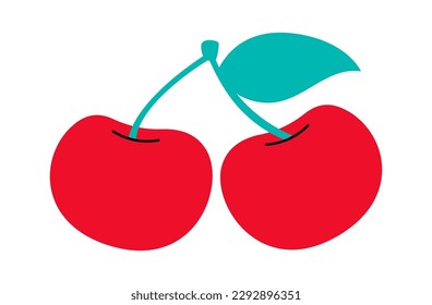 Tasty cherry berry flat illustration Organic vitamin. Vector illustration