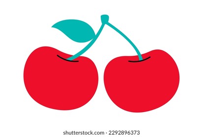 Tasty cherry berry flat illustration Organic vitamin. Vector illustration