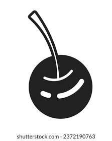 Tasty cherry fruit monochrome flat vector object. Decor for desserts. Juicy fruit. Editable black and white thin line icon. Simple cartoon clip art spot illustration for web graphic design