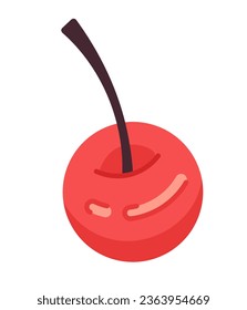 Tasty cherry fruit semi flat colour vector object. Decor for desserts. Juicy fruit. Editable cartoon clip art icon on white background. Simple spot illustration for web graphic design