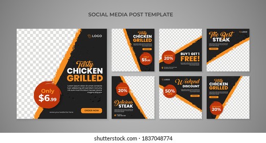 Tasty chicken grilled social media post template
