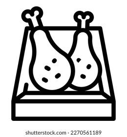 Tasty chicken icon outline vector. Hot meat. Wing bucket