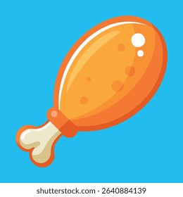 A tasty chicken leg vector illustration featuring a juicy, cooked drumstick, ideal for food design, menus, fast food concepts, and culinary visuals.