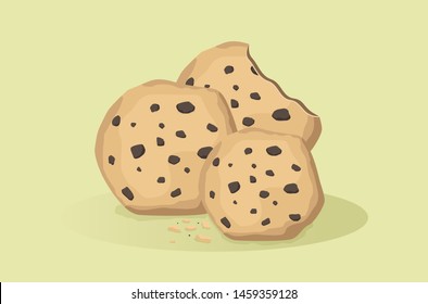 Tasty Chocolate Chip Cookies Vector