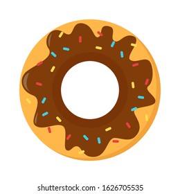 Tasty chocolate donut vector isolated. Sweet sugar snack, round shape. Element for cafe menu design. Delicious food with cream.