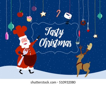 Tasty Christmas Santa and Rudolf holiday greeting card 