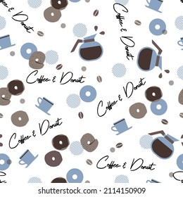 Tasty Coffee and Doughnuts Abstract Vector Graphic Seamless Pattern can be use for background and apparel design