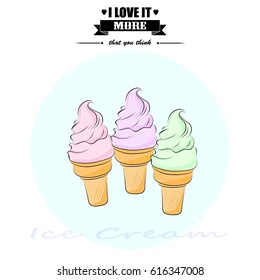 Tasty and cold fruit ice cream. Vector illustration.