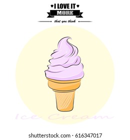 Tasty and cold fruit ice cream. Vector illustration.