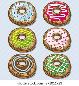 Tasty colorful  delicious donuts vector image