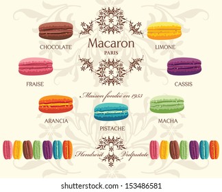 Tasty colorful french macaron