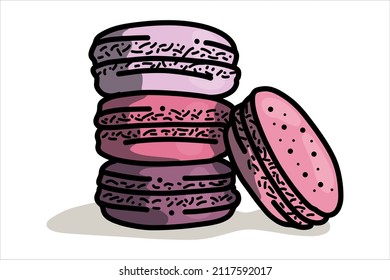 Tasty colorful macaroon - vector illustration on white