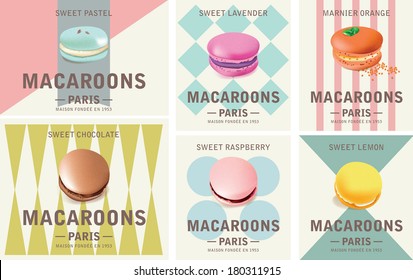 Tasty Colorful Vector Macaroon Elements