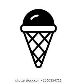 Tasty cone ice cream icon, ideal for dessert and snack illustrations