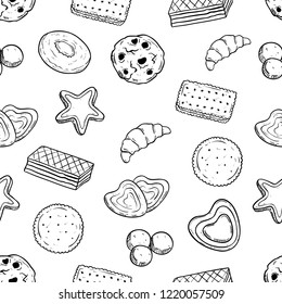 tasty coockies in seamless pattern with hand drawn style