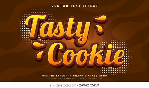 Tasty Cookie editable text effect Template with chocolate background