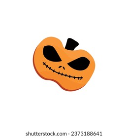 Tasty cookie for Halloween on white background