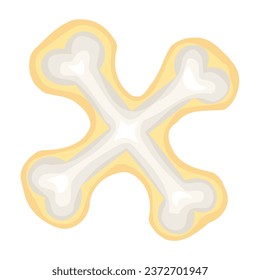 Tasty cookie in shape of crossed bones on white background