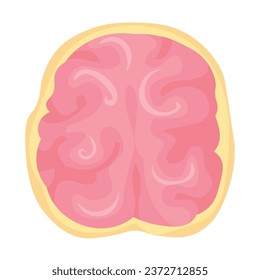 Tasty cookie in shape of human brains on white background