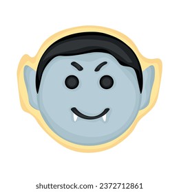 Tasty cookie in shape of vampire's head on white background